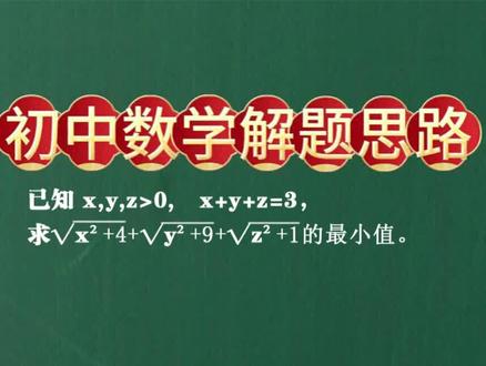初中数学:用数形结合及闵可夫斯基不等式求根式最小值 #数学思维 #解题技巧 #初中数学 #中考数学 #每天学习一点点