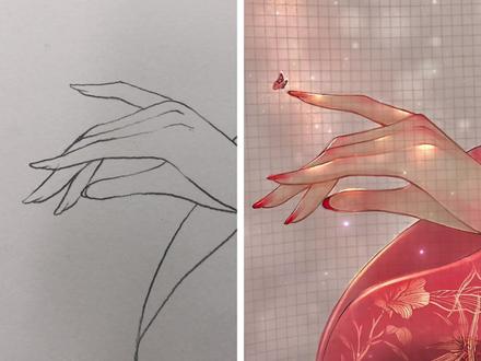 古风手画法,保证yi学就会#素描 #抖音小助手