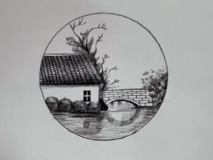 60秒学一幅儿童创意作品之徽派建筑素描#简笔画 #画画 #一起学画画 #少儿美术 #儿童画