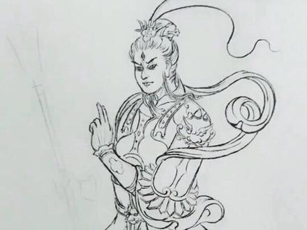 画封神杨戬手稿。#二郎神 #神话人物 #@抖音文化站 @抖音小助手