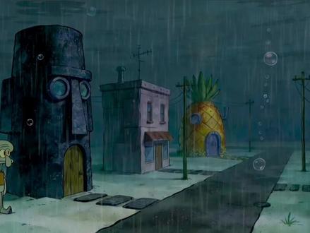 比奇堡在下雨,我的心在想你#雨#比奇堡 #忧郁