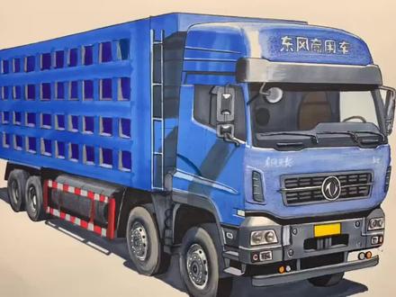 东风天龙前四后八轮自卸车,喜欢吗 #马克笔手绘 #东风天龙kc #东风商用车 #自卸车