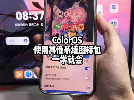 ColorOS默认图标不好看?直接用其他系统图标包 一学就会 #手机美化 #OPPO #科技数码