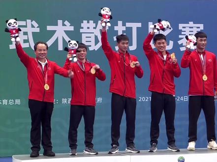 《中华人民共和国第十四届运动会》本届全运会散打比赛·男女共设5枚金牌·塔沟武校代表河南队参赛·共获得3金1银·男子团体金牌·60KG金牌·75KG金牌·90KG级银牌!另外两枚金牌均出自塔沟毕业生带队培养!