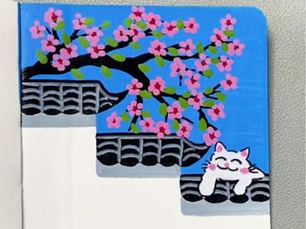 用丙烯马克笔画一幅春天桃花盛开的风景画,简单易学!#丙烯马克笔绘画 #春天主题画 #春天风景画 #零基础学画画