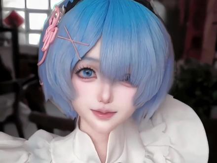 💙➕🤍🟰レム.🩵 #搓手变装 #蕾姆 #cos #Re0 #手搓颜料转场