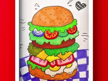来个美味大汉堡吧!#创意美术 #零基础学画画 #少儿美术教育 #艺术教育