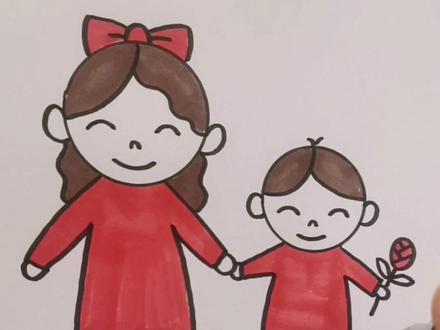 妈妈永远是这个世界上最爱我,最疼我,最伟大的人。@抖音小助手 #母亲节 #简笔画#母亲 #亲子#画画