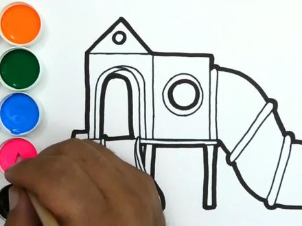 滑滑梯怎么画?少儿简笔画着色