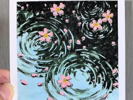 一分钟学会画涟漪桃花#油画棒 #绘画教程 #零基础学画画 #跟着抖音学画画 #艺术在抖音