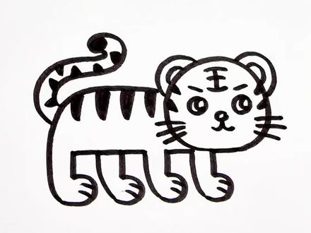 用四个数字5画老虎,简单又有趣!#儿童简笔画#一起学画画#简笔画教程#育儿#幼儿美术