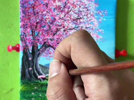 静下心 画一幅属于自己的春天 放下浮躁,静心作画。桃花、远山、草地与少女,用画笔记录心中最美的春天🎨#春天的色彩 #春天 #桃花 #春暖花开奔你而来 #春天你好