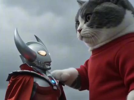 金条哈基米好样的 打败奥特之父了😜#真实生活分享计划 #打怪兽 #蓝白英短 #小猫咪 #迪迦