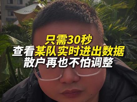 只需30秒,查看某队实时进出数据,散户再也不怕调整 #财经 #股市 #股票