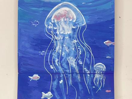 丙烯马克笔|水母1分钟教程#零基础学画画 #绘画教程 #跟着抖音学画画 #每日一画