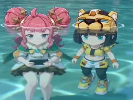 可丽希亚公主被捷豹塔姬妹妹追到河里去了 #洛克王国世界 #洛克王国精灵二创 #炫卡斗士 #机器人 #童年回忆