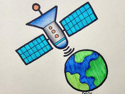 你知道人造地球卫星是什么吗?让我们边画边学吧!#人造卫星 #简笔画 #简笔画教程 #儿童画#儿童简笔画