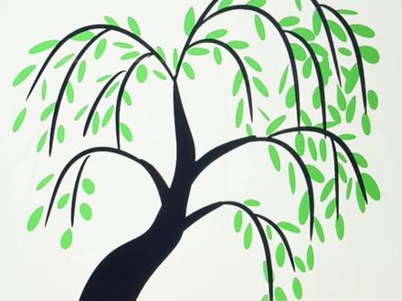 简单画柳树#简笔画 #柳树 简笔画