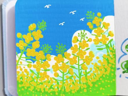 丙烯马克笔画/油菜花, 一学就会,快来试试吧!#油菜花手绘 #画油菜花 #丙烯马克笔教程 #一起学画画