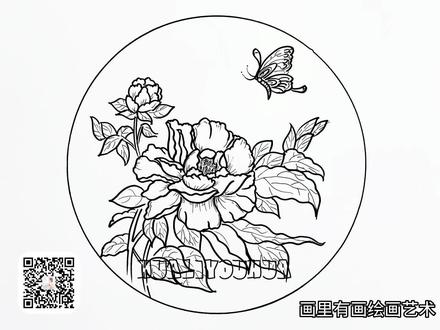 牡丹诗配画#线稿 #手抄报 #手绘 #画画速度 @抖音小助手 @抖音创作者中心