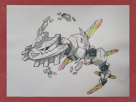 【神奇宝贝】手绘教程之大钢蛇mega进化。#画画#绘画#神奇宝贝 #宝可梦 #绘画教程 #动漫