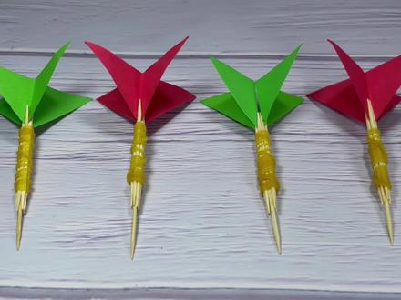 用牙签做简单的飞镖,1分钟折纸,创意手工制作 #飞镖 #折纸 #手工 #创意