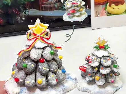 🎄呆!教你捏一棵石头圣诞树✨#手工diy #创意手工 #圣诞手工