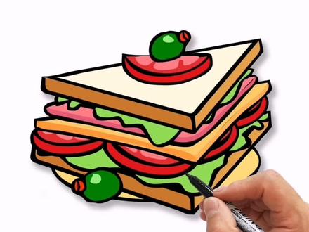 #文明in时尚江北 @时尚江北 今天教小朋友们画三明治,你们喜欢吃吗#简笔画 #一起学画画 #创意简笔画