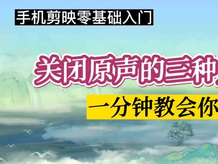 一分钟教会你,关闭原声的三种操作方法,简单易学#视频剪辑教程