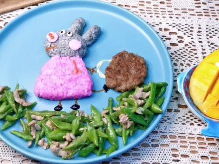 儿童餐小猪佩奇的朋友小毛驴戴芬卡通米饭拼盘! #宝宝美食