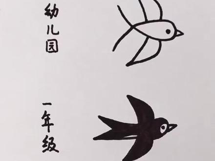 不同年级画燕子,你是几年级?#简笔画 #燕子 #零基础学画画 #一学就会系列