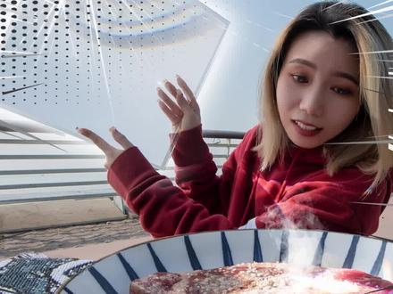 超大放大镜烤 #牛排!挑战牛排秒熟!#舌尖上的美食 #美食