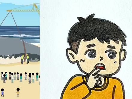 海滩上搁浅了一条鲸鱼#一学就会的简笔画 #画个简笔画#一起学画画 @抖音创作小助手 @抖音创作者中心🍓