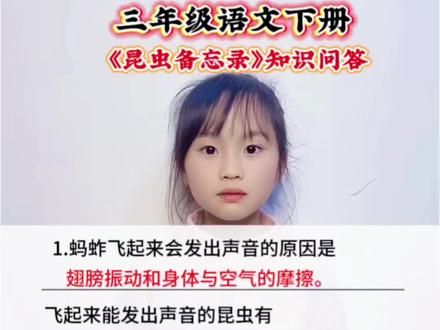三年级语文下册 第一单元《昆虫备忘录》知识问答#知识点总结 #语文知识点 #语文知识分享 #小学语文