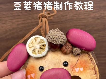 猪猪豆荚娃娃制作教程 这两天先把猪猪豆荚的教程发出来给大家看,蝙蝠猫的教程,稍等我一天#创意手作分享 #手工diy小物 #豆荚娃娃 #榼藤子 #榼藤豆荚