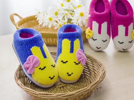 雅馨绣坊雪绒线美人兔拖鞋编织视频教程