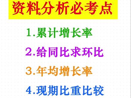 记住结论就是送分题 #累计增长率 #同比和环比 #年均增长率 #现期比重比较 #资料分析