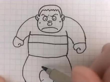 超简单的胖虎,你学会了吗#胖虎 #简笔画 #哆啦A梦