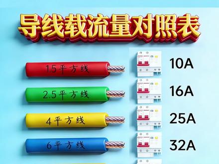 家庭用导线载流对照表表#零基础学电工 #家装水电 #电工