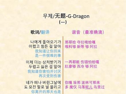 包学会的韩语歌谐音歌词之《无题》#无题 #Untitled#权志龙 #韩语歌 #谐音歌词 #g-dragon