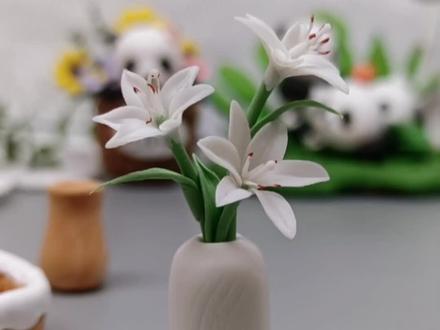 #创作灵感 【粘土教程】百合花制作过程#粘土教程 #超轻粘土手工 #我的手工日常 #粘土百合花