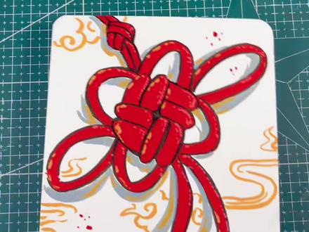 一分钟学画中国结!老师你也太厉害了吧! #丙烯马克笔 #中国结 #手绘