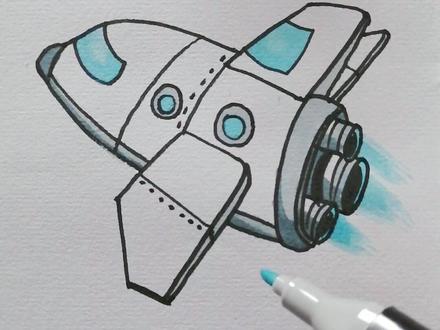 【飞行系列】宇宙飞船的画法@抖音小助手 #简笔画 #手绘 #画画 #宇宙飞船