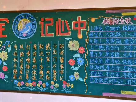 安全警钟长鸣,共建平安校园。#黑板报 #粉笔画 #校园安全 #疫情防控 #安全主题