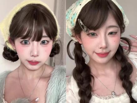 春天和头巾的适配度拉满了!!一分钟教老婆们学会4个显脸小嘟头巾发型~拍照超好看!#甜妹 #发型教程 #头巾