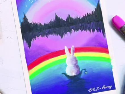 油画棒|追彩虹的兔子,主要心中有梦一定会实现#油画棒 #跟着抖音学画画 #抖出我的艺术 #带你走进画里 #彩虹 @DOU+小助手 @抖音创作者中心