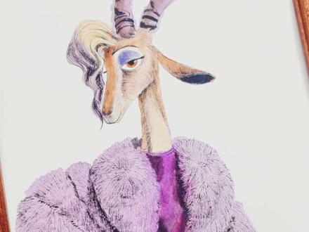 东方水墨遇上夏奇羊,适配度拉满!#真实生活分享计划 #国画教程 #疯狂动物城 #水墨教程#国风绘画