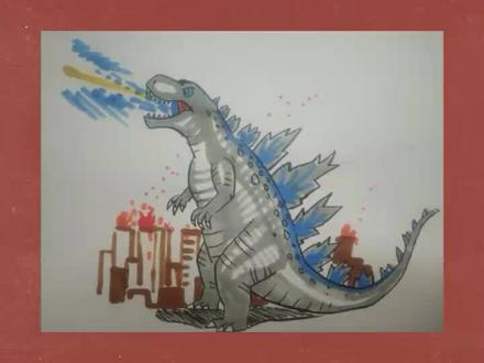 简笔画哥斯拉#简笔画#绘画#画画#哥斯拉#画画#怪兽