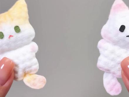 我的闺闺超会做 我的闺闺不会让我输❗️自制洗脸巾猫咪呀‼️ #手工 #在玩一种很新的解压玩具 #手工DIY大挑战 #玩具 #创作灵感