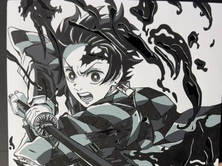 画了小炭和透透 #鬼灭之刃 #绘画教程 #画画 #零基础学画画 #恩米丙烯马克笔